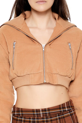 Cropped Corduroy Puffer Jacket