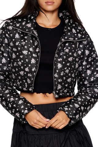 Floral Print Puffer Jacket