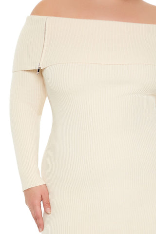 Plus Size Foldover Mini Sweater Dress