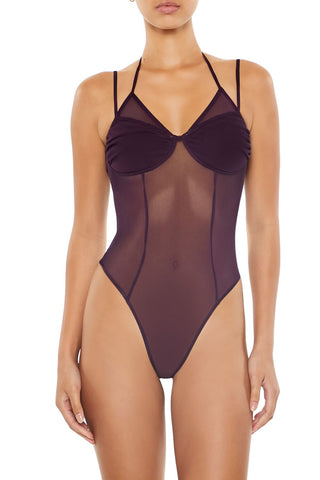 Sheer Mesh Halter Bodysuit