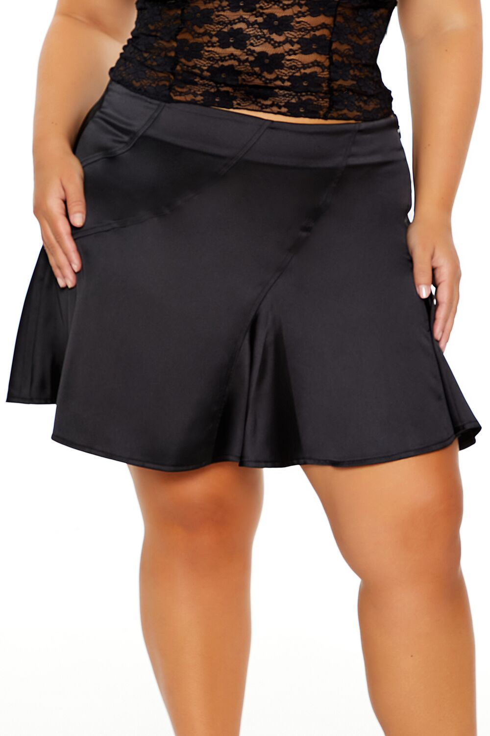  Forever 21 Plus Size Satin Mini Skirt - black - Bonton