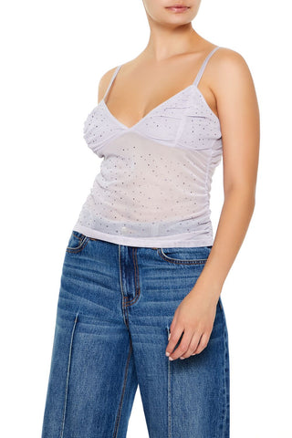 Sheer Mesh Rhinestone Cami