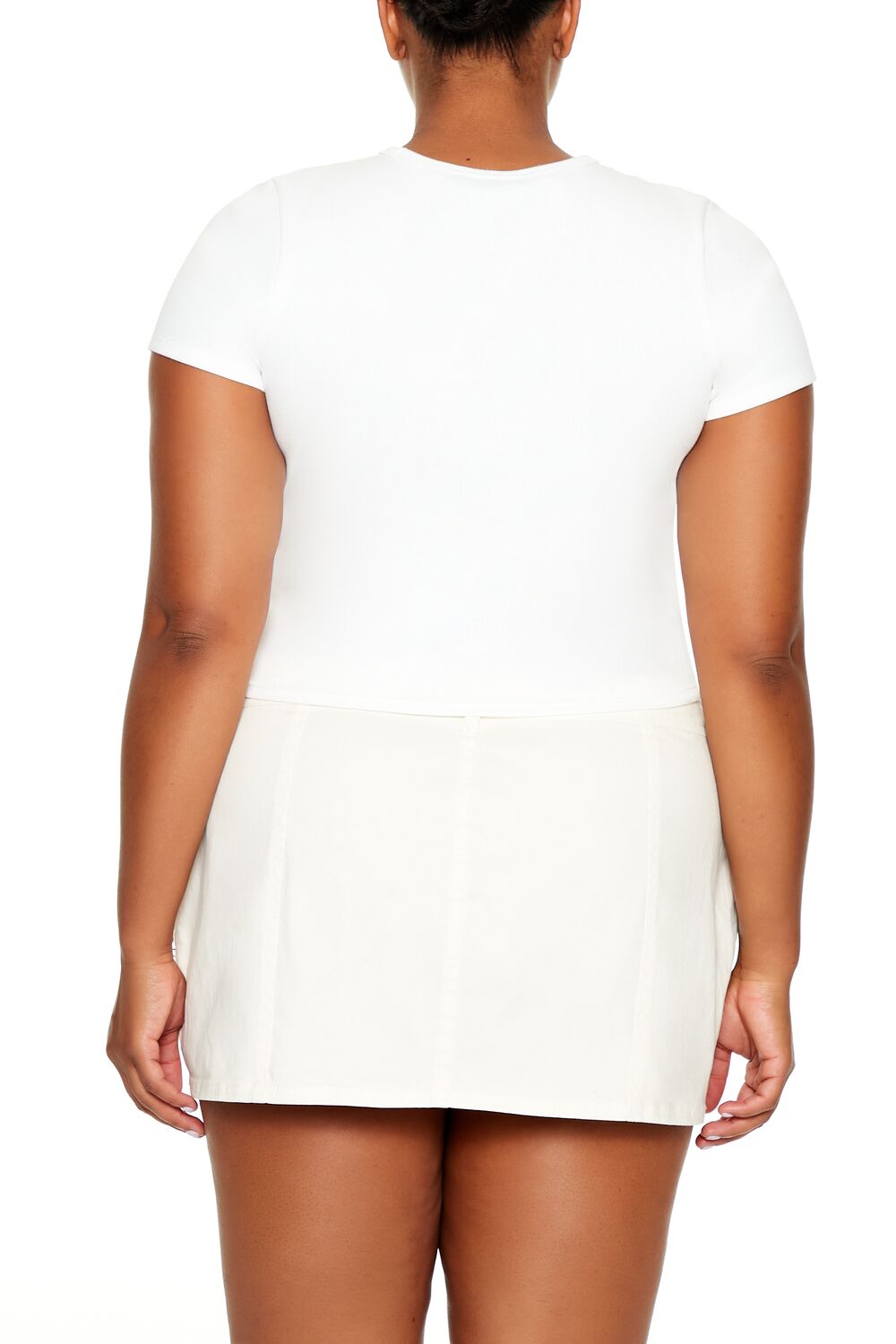  Forever 21 Plus Size Cap No Cap Baby Tee - white black - Bonton