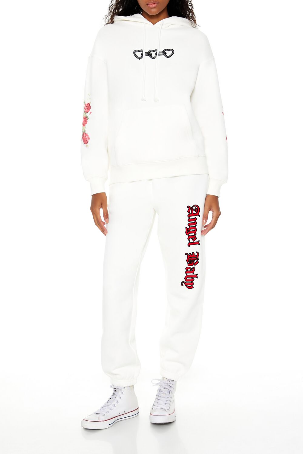  Forever 21 Angel Heart Chain Hoodie - white multi - Bonton