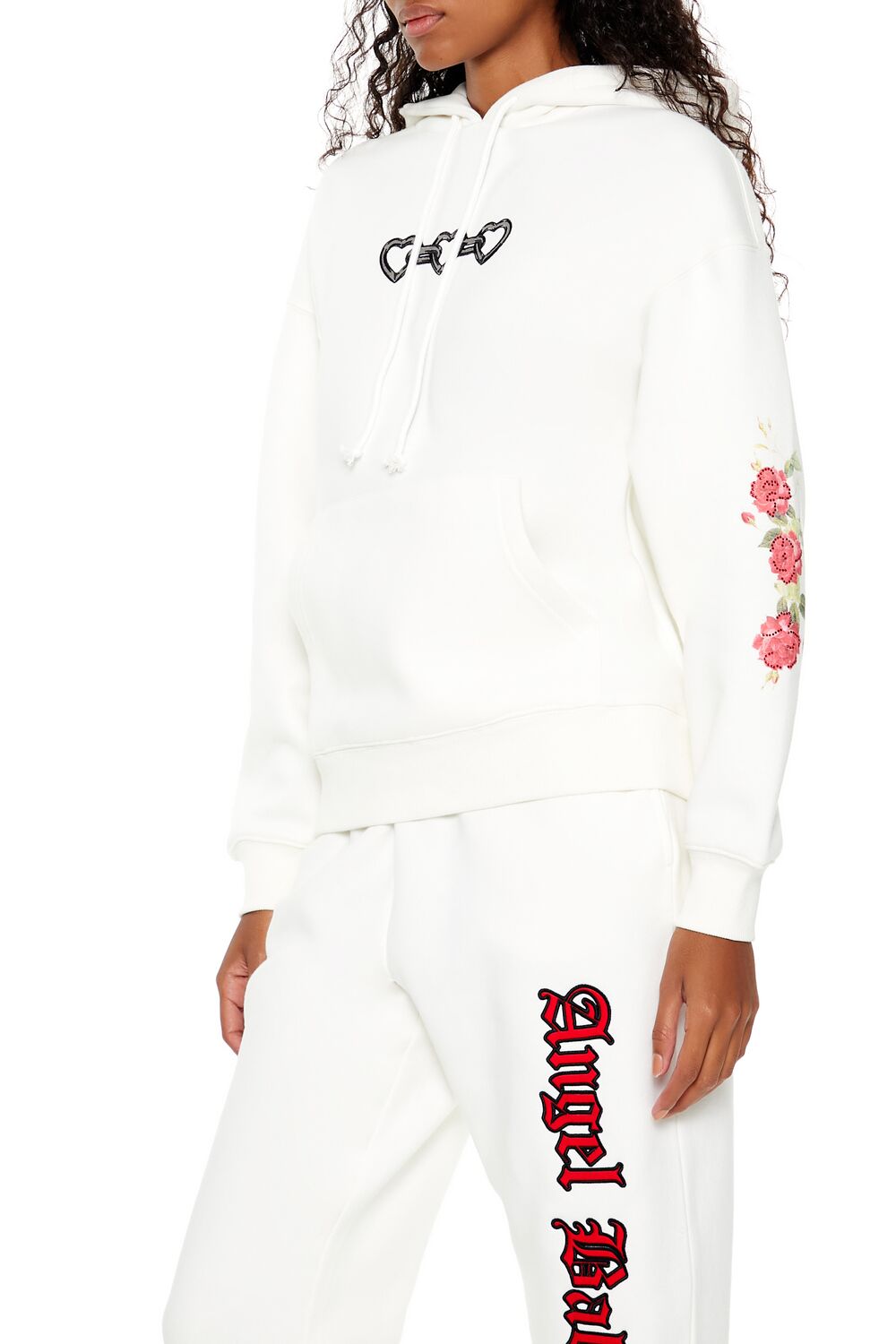  Forever 21 Angel Heart Chain Hoodie - white multi - Bonton