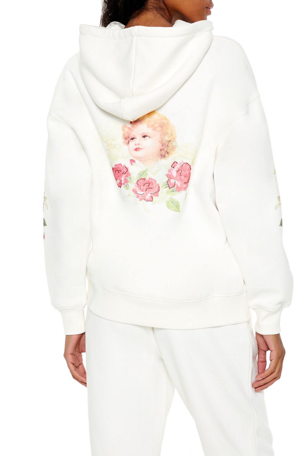  Forever 21 Angel Heart Chain Hoodie - white multi - Bonton