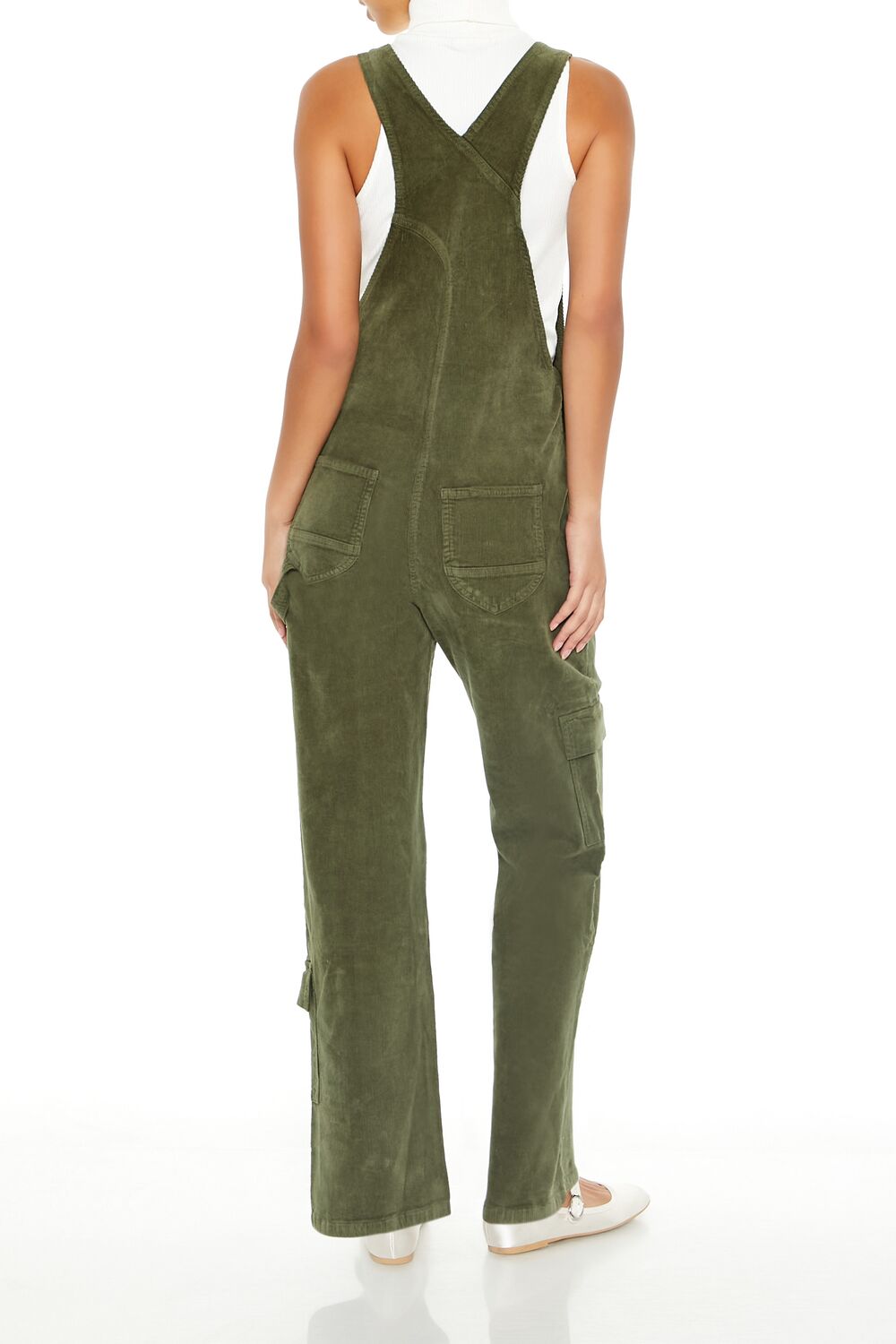  Forever 21 Corduroy Straight Cargo Overalls - cypress - Bonton