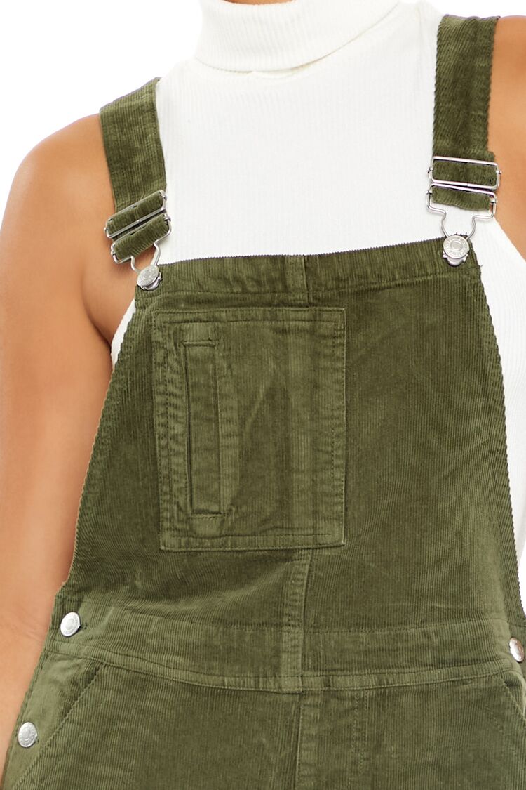  Forever 21 Corduroy Straight Cargo Overalls - cypress - Bonton