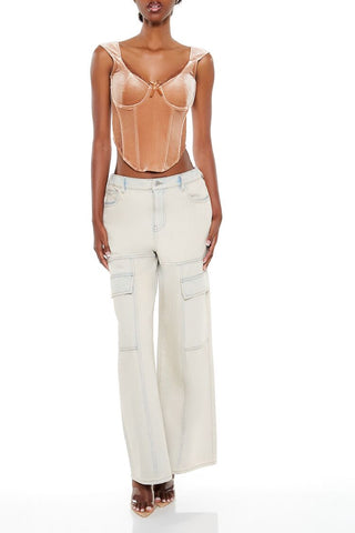 Velvet Bow Bustier Crop Top