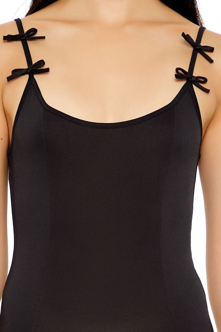  Forever 21 Bow Scoop Cami Bodysuit - black - Bonton