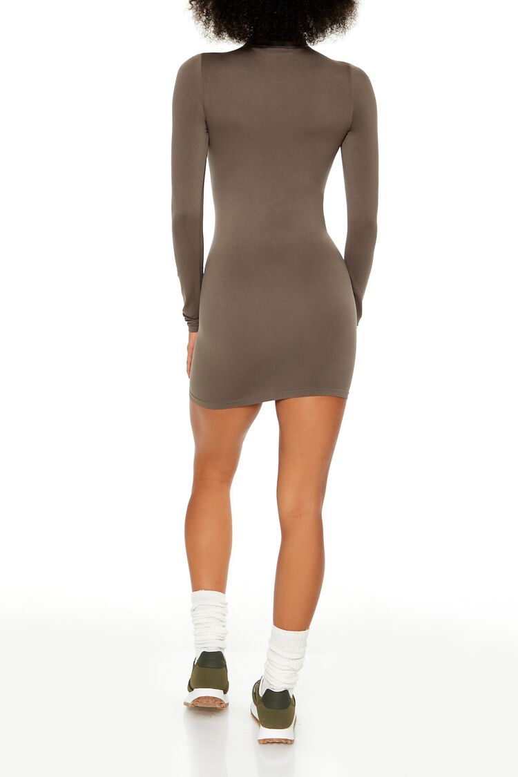  Forever 21 Mock Neck Bodycon Mini Dress - ash-brown - Bonton