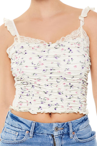 Floral Ruched Cropped Cami