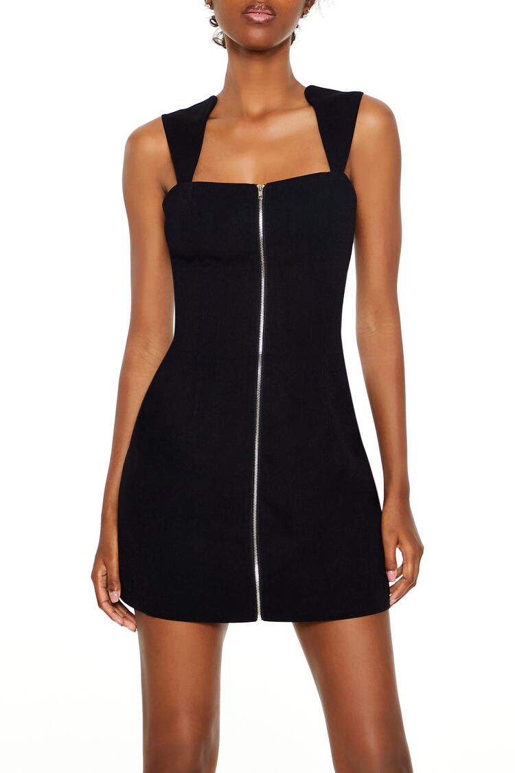  Forever 21 Bodycon Zip-Up Mini Dress - black-swatch - Bonton