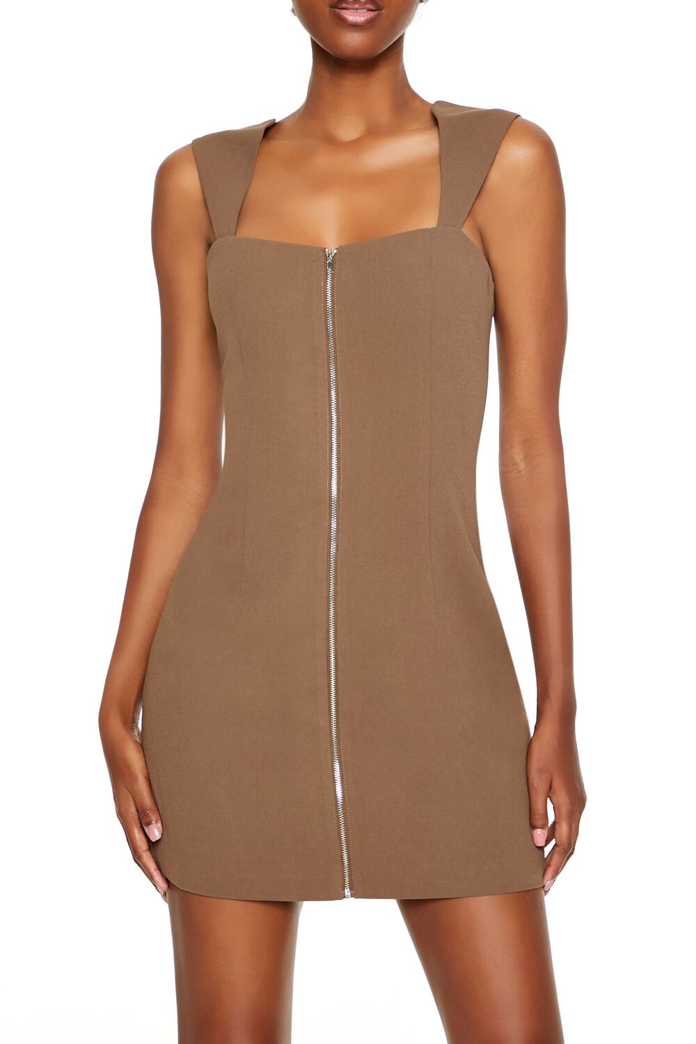  Forever 21 Bodycon Zip-Up Mini Dress - black-swatch - Bonton