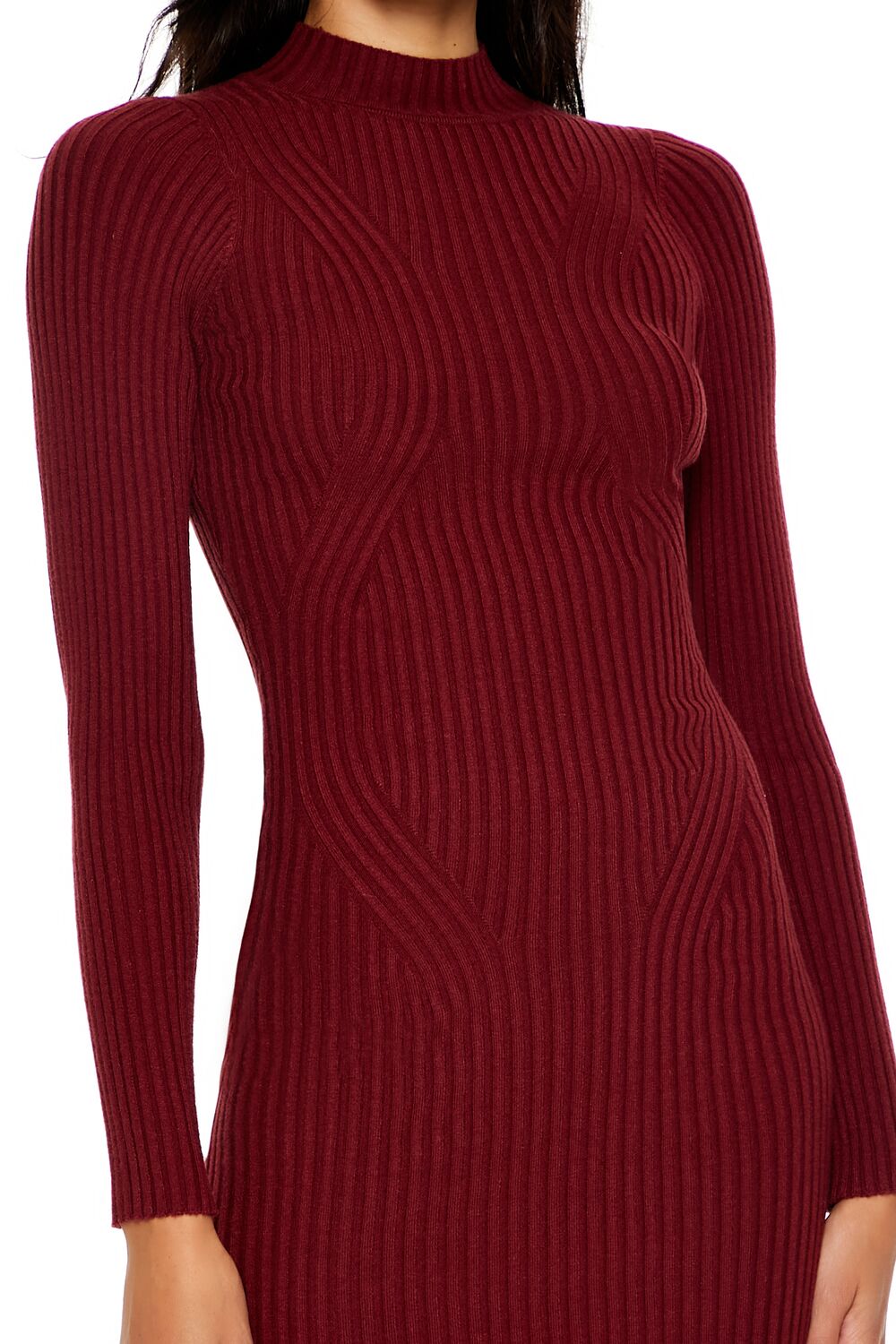  Forever 21 Bodycon Mini Sweater Dress - maroon-swatch - Bonton