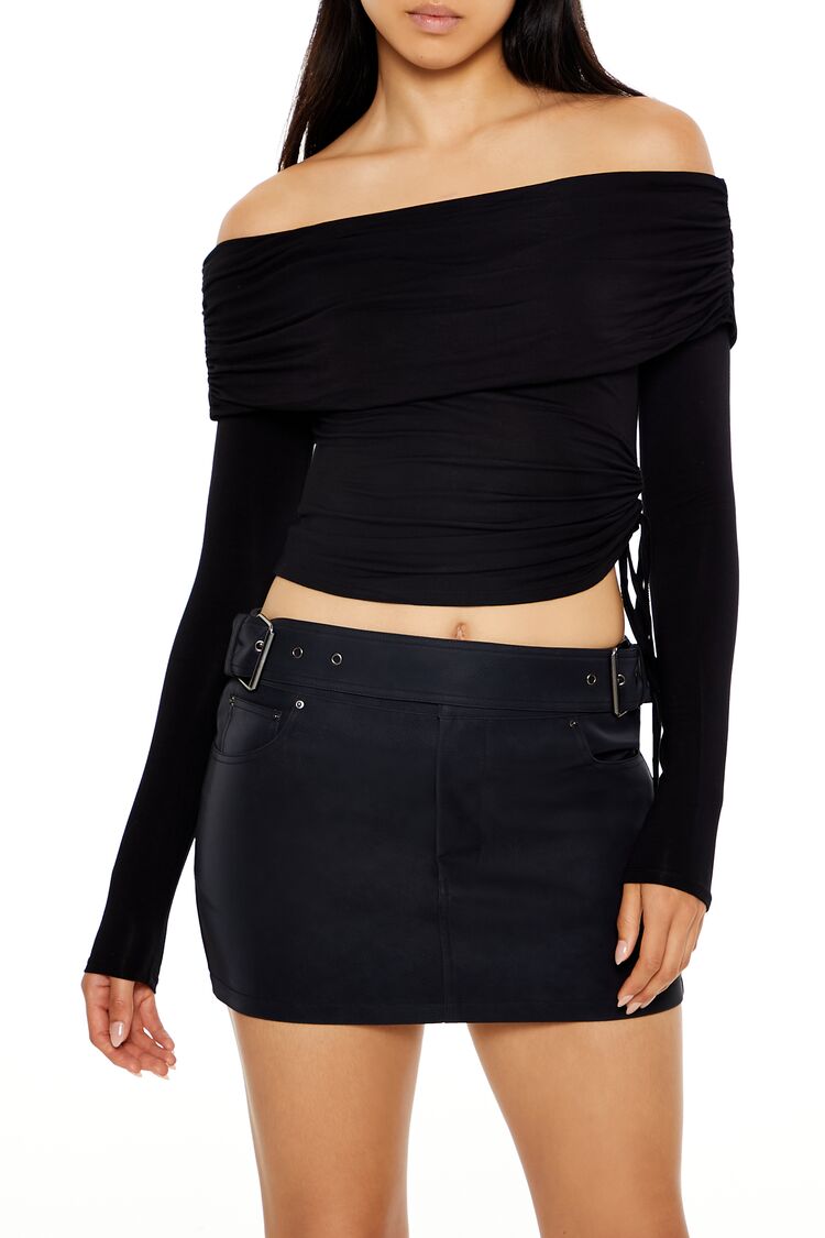  Forever 21 Off-the-Shoulder Crop Top - black - Bonton