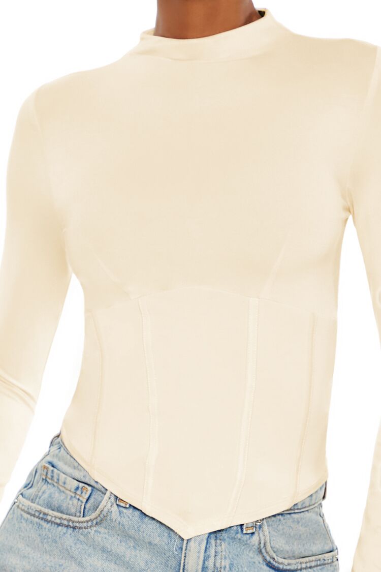  Forever 21 Corset High-Neck Top - beige - Bonton