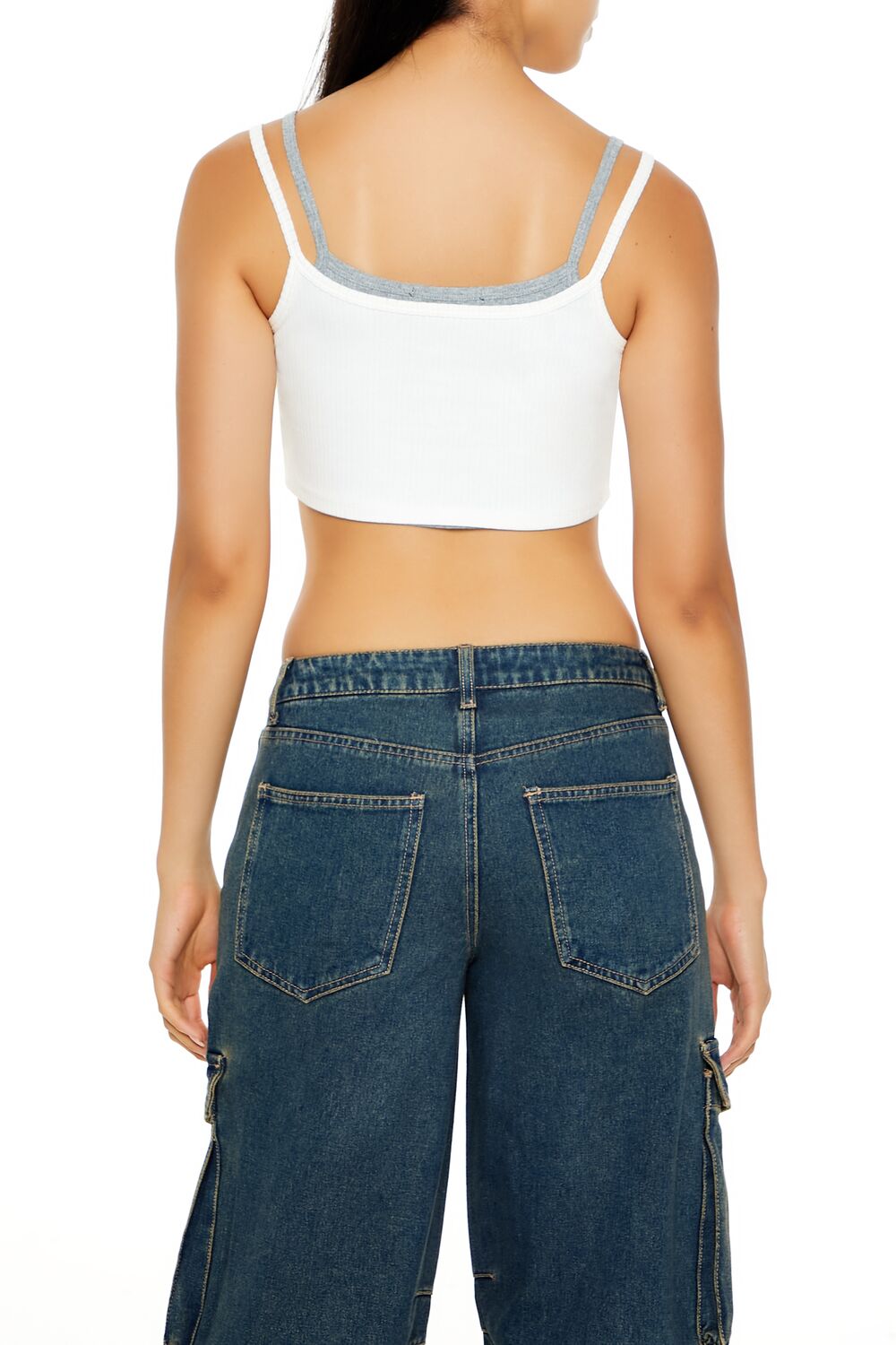 Forever 21 Bow Combo Cropped Cami - white heather grey - Bonton
