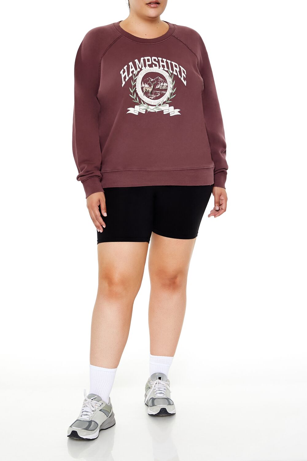  Forever 21 Plus Size Hampshire Fleece Pullover - merlot multi - Bonton