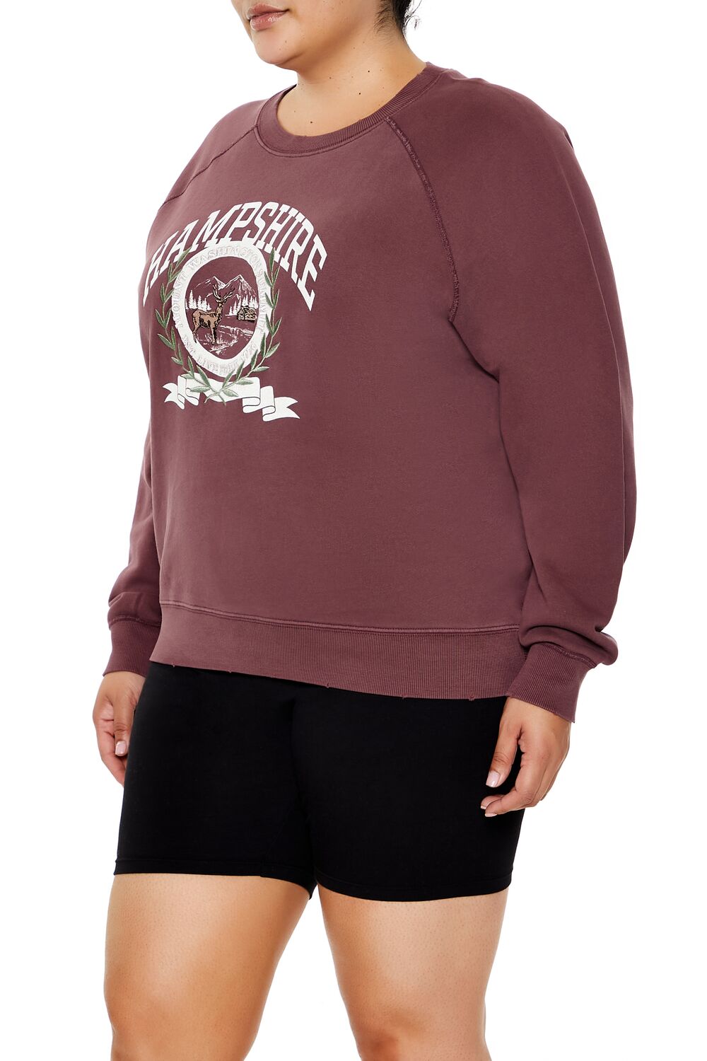  Forever 21 Plus Size Hampshire Fleece Pullover - merlot multi - Bonton