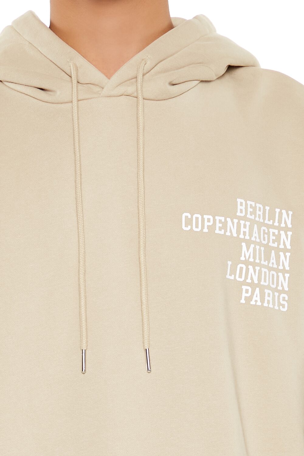  Forever 21 European City Names Hoodie - taupe multi - Bonton
