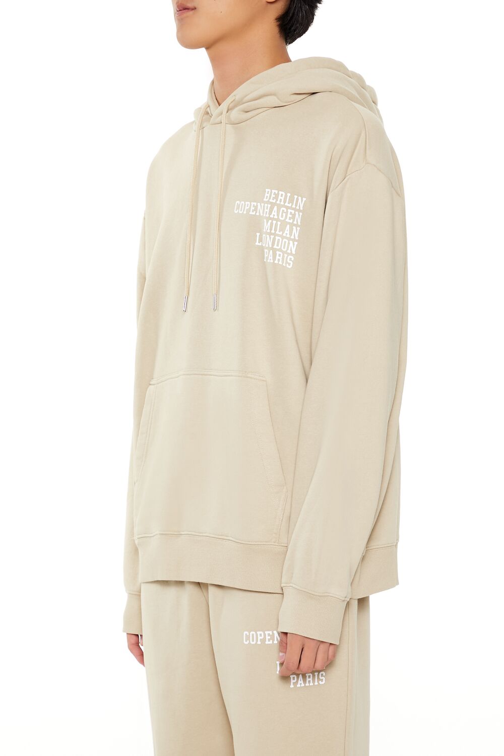  Forever 21 European City Names Hoodie - taupe multi - Bonton
