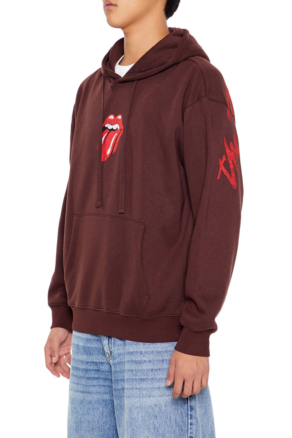  Forever 21 Rolling Stones Graphic Hoodie - dark cocoa multi - Bonton