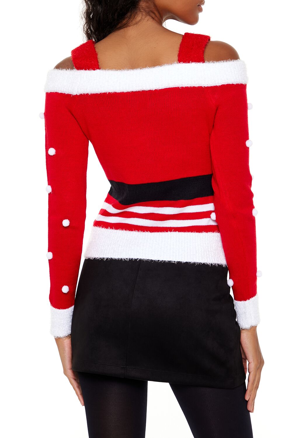  Forever 21 Santa Open-Shoulder Sweater - red multi - Bonton