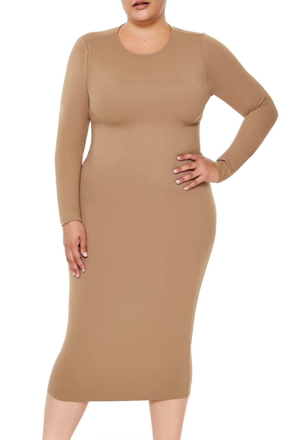  Forever 21 Plus Size Contour Sculpt Midi Dress - cappuccino-swatch - Bonton