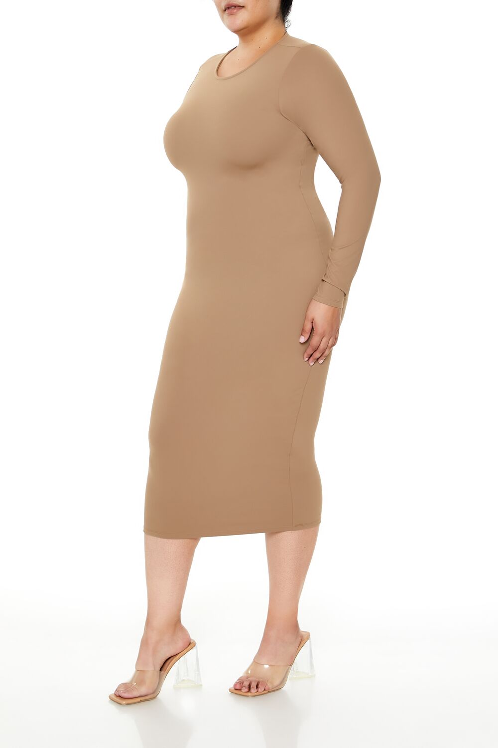  Forever 21 Plus Size Contour Sculpt Midi Dress - cappuccino-swatch - Bonton