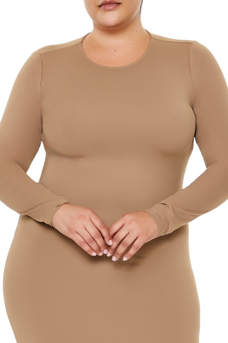  Forever 21 Plus Size Contour Sculpt Midi Dress - cappuccino-swatch - Bonton