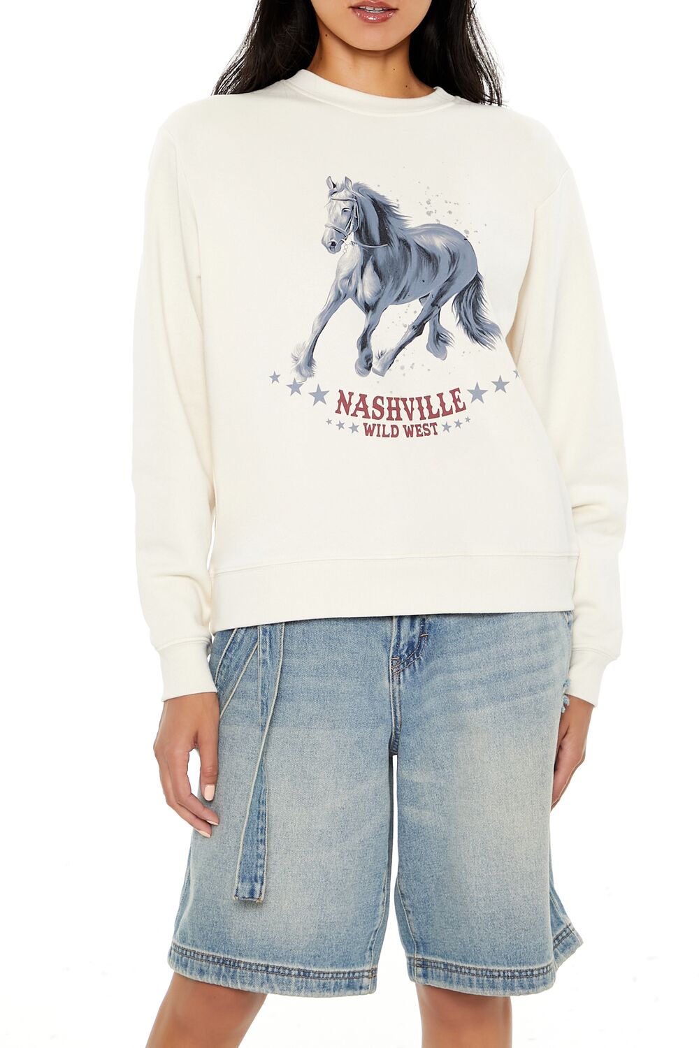  Forever 21 Nashville Wild West Pullover - cream multi - Bonton