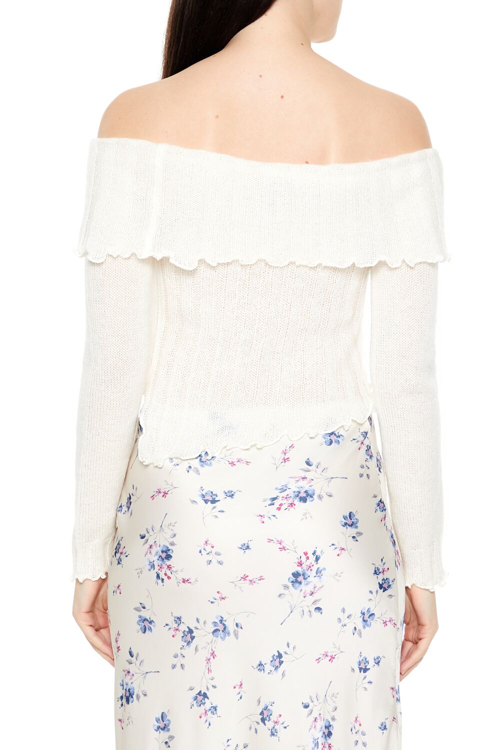  Forever 21 Ribbed Off-the-Shoulder Sweater - cream - Bonton