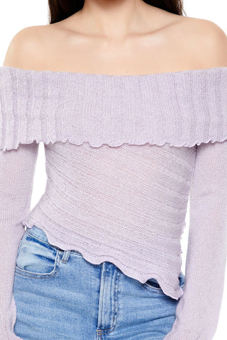 Ribbed Off-the-Shoulder Sweater