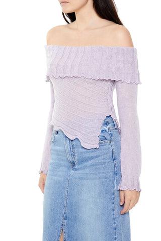 Ribbed Off-the-Shoulder Sweater