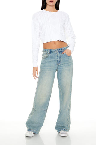 Cropped Cable Knit Sweater