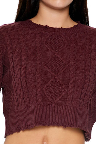 Cropped Cable Knit Sweater