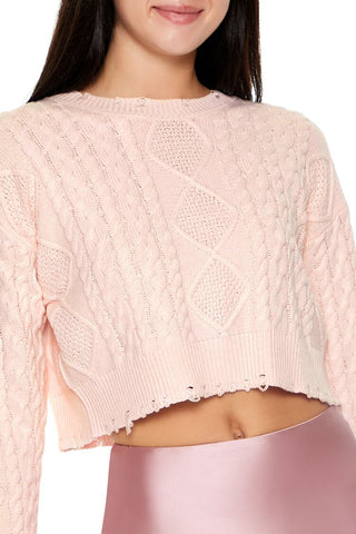 Cropped Cable Knit Sweater
