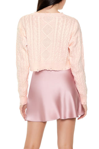 Cropped Cable Knit Sweater