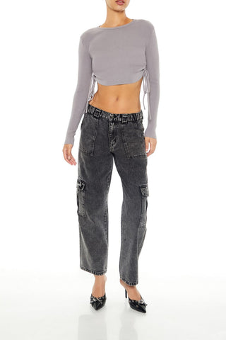 Ruched Cropped Sweater