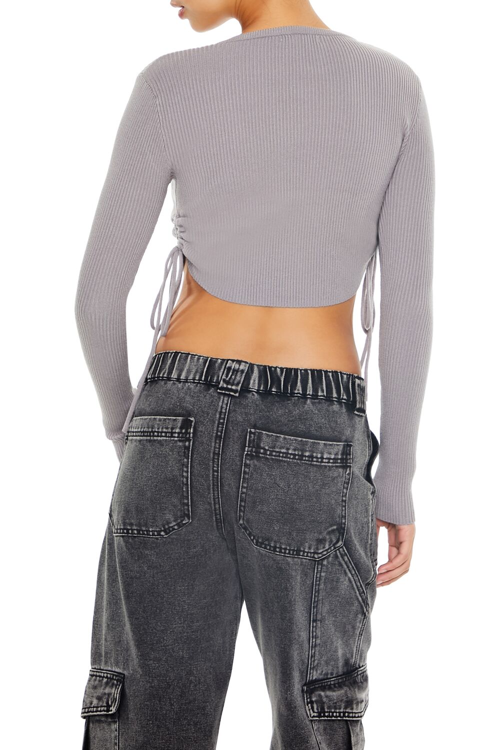  Forever 21 Ruched Cropped Sweater - grey - Bonton