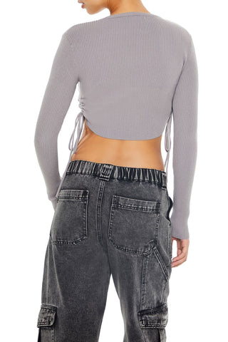 Ruched Cropped Sweater