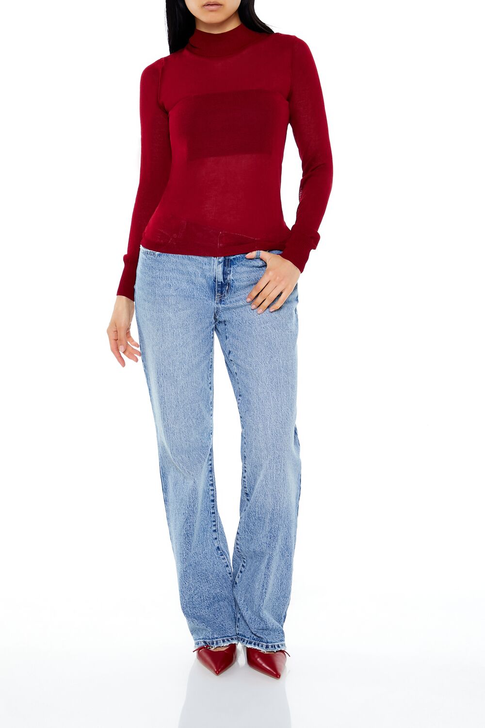  Forever 21 Fitted Mock Neck Sweater - black - Bonton