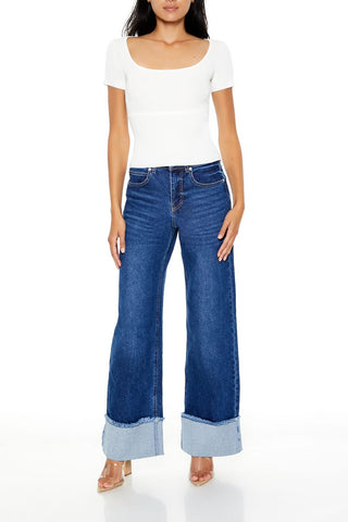 Ribbed Sweater-Knit Tee