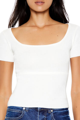 Ribbed Sweater-Knit Tee