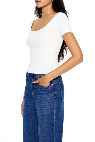 Ribbed Sweater-Knit Tee