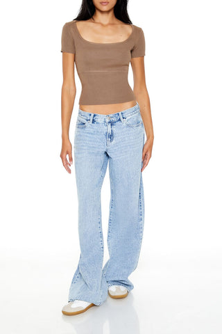 Ribbed Sweater-Knit Tee