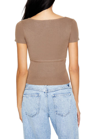 Ribbed Sweater-Knit Tee