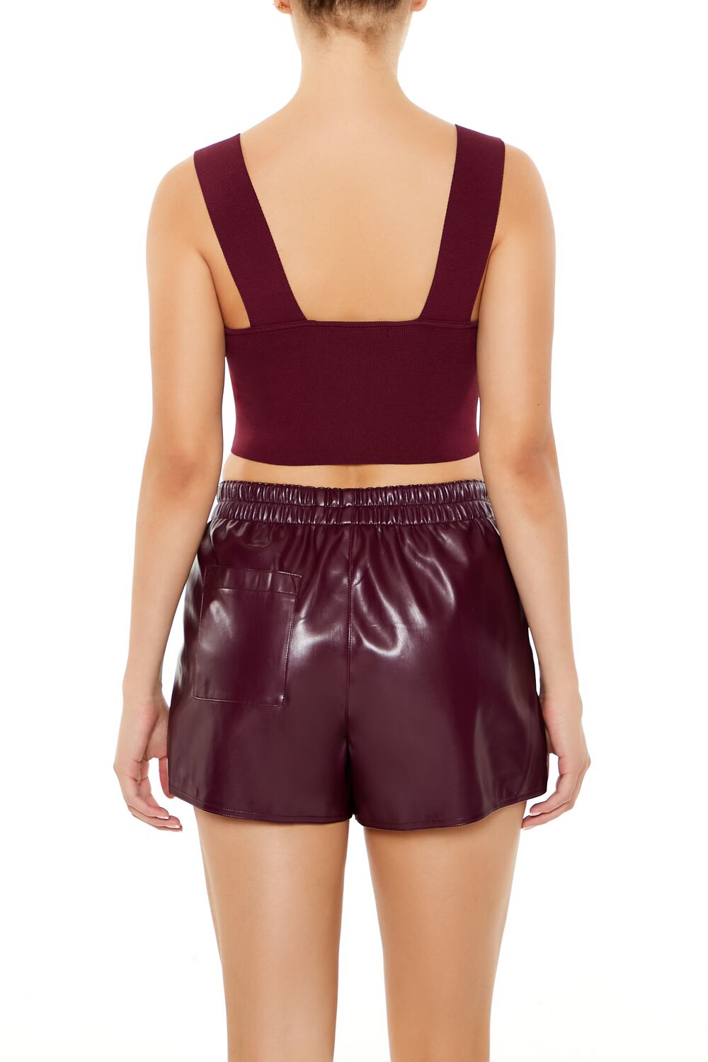  Forever 21 Sweater-Knit Crop Top - burgundy - Bonton