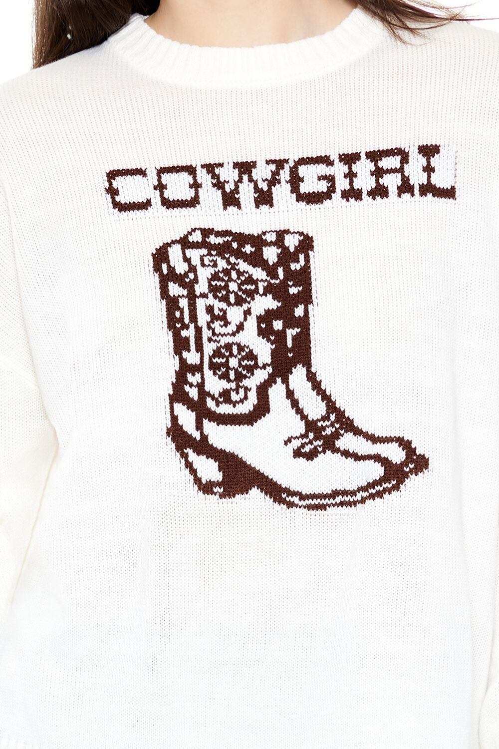  Forever 21 Cowgirl Graphic Sweater - white multi - Bonton